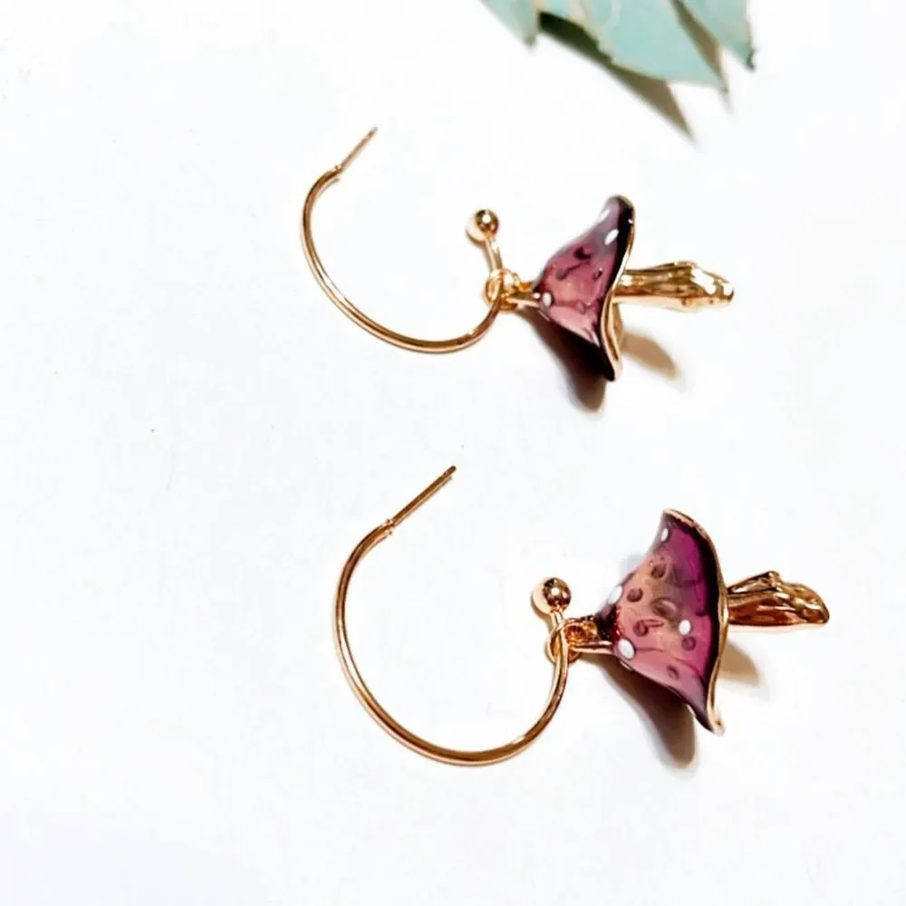mushroom hoop earrings  #234